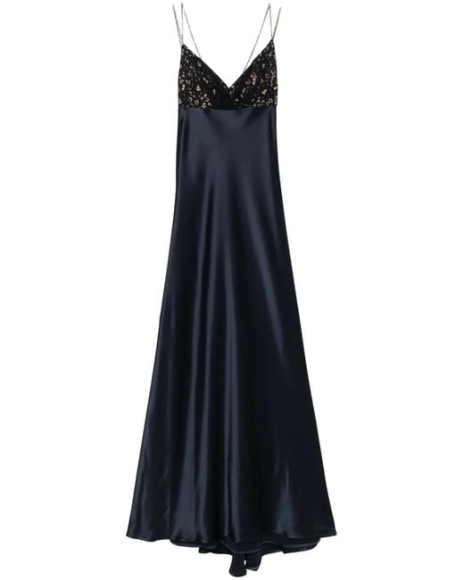 Talbot Runhof Blue Lace-Detail Gown