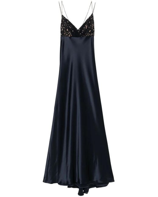Talbot Runhof Blue Abendkleid Mit Spitzendetail