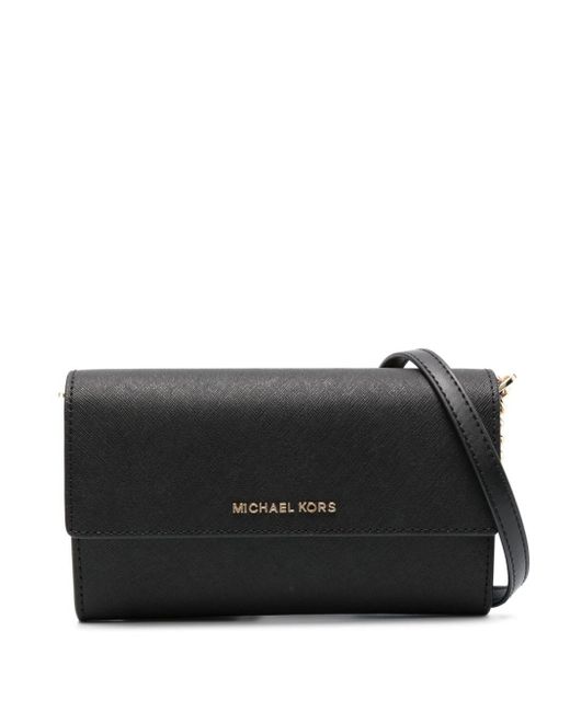 MICHAEL Michael Kors Logo plaque Leather Clutch in Black Lyst UK