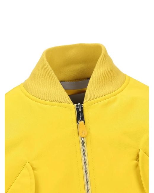 Balenciaga Yellow Cropped Oversized Bomber Jacket