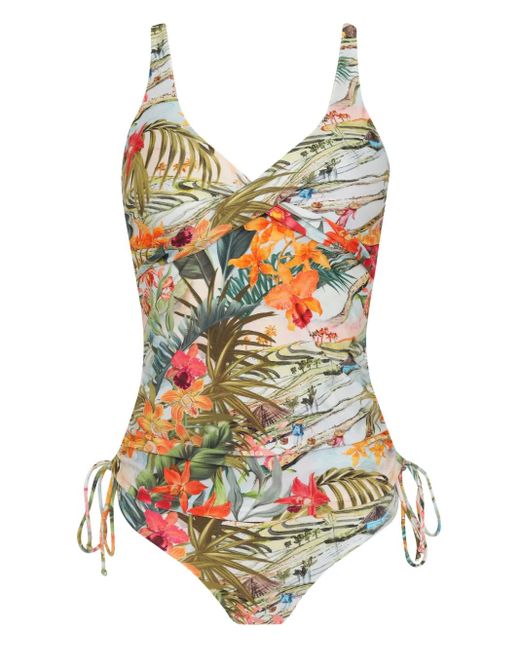 Lygia & Nanny Red Bruma Tropical-Print Drawstring Tankini