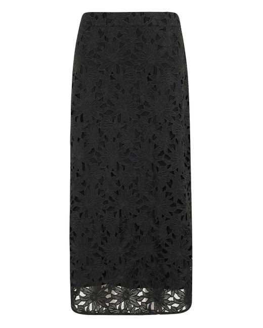 Jupe Mi-Longue À Fleurs En Dentelle Farm Rio en coloris Black