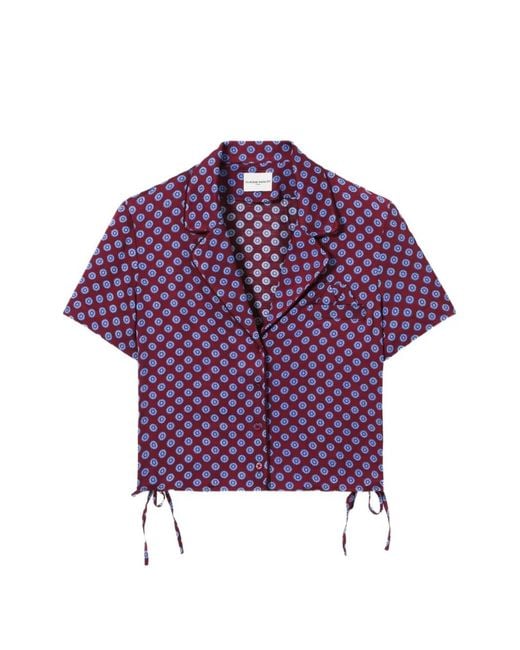 Claudie Pierlot Purple Geometric-Pattern Cropped Shirt