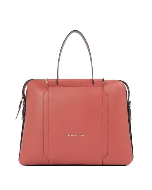 Piquadro Red Leather Laptop Bag