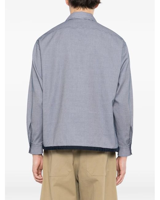 SPORT b. by agnès b. Blue Logo-Patched Checked Shirt for men