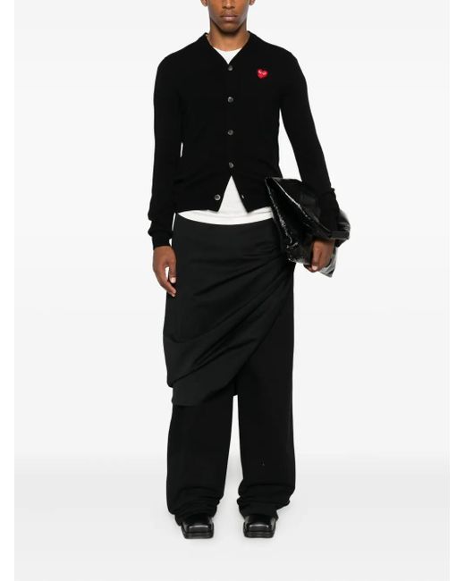 COMME DES GARÇONS PLAY Black Heart-Emblem Rhinestone-Embellishment Cardigan