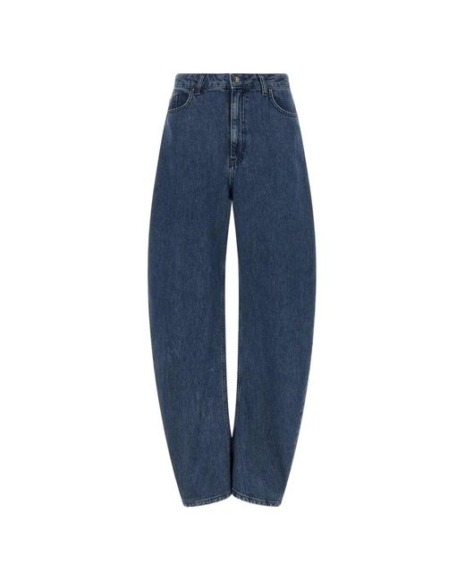ROTATE BIRGER CHRISTENSEN Blue Draped Barrel Palazzo Jeans