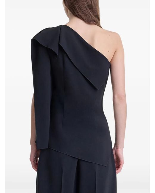FFORME Black One-Shoulder Draped Top