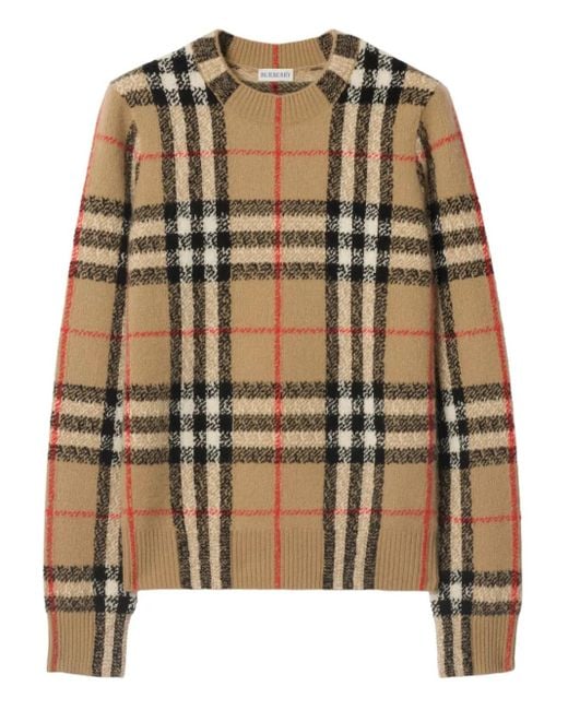 Burberry Brown Karierter Kaschmirpullover
