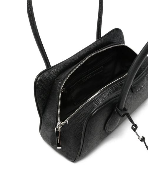 Calvin Klein Black Logo-Print Pebbled Tote Bag
