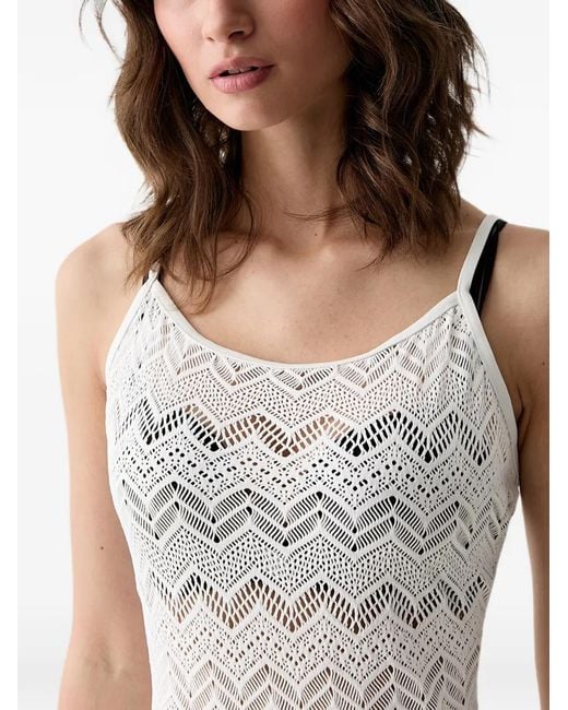 Vilebrequin White Lisanna Chevron-Knit Side-Slit Maxi Dress