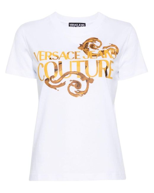 Versace Katoenen T-shirt Met Logoprint in het White
