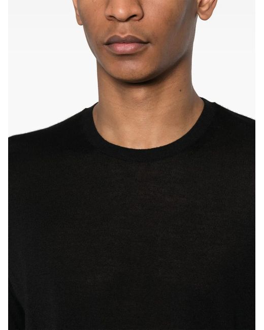 Saint Laurent Black Straight-Hem Knitted T-Shirt for men