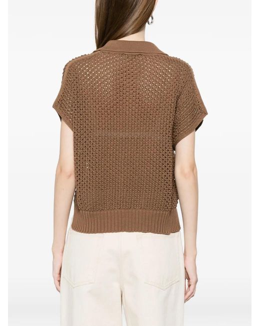 AROVESCIO Brown Polo-Collar T-Shirt
