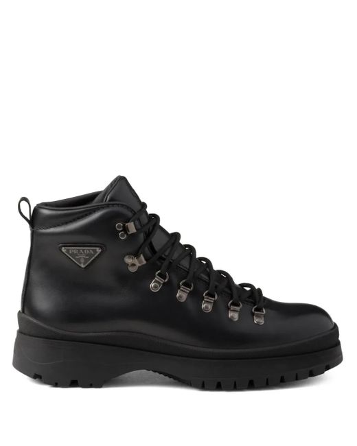 メンズ Prada Brixxen レザーブーツ Black