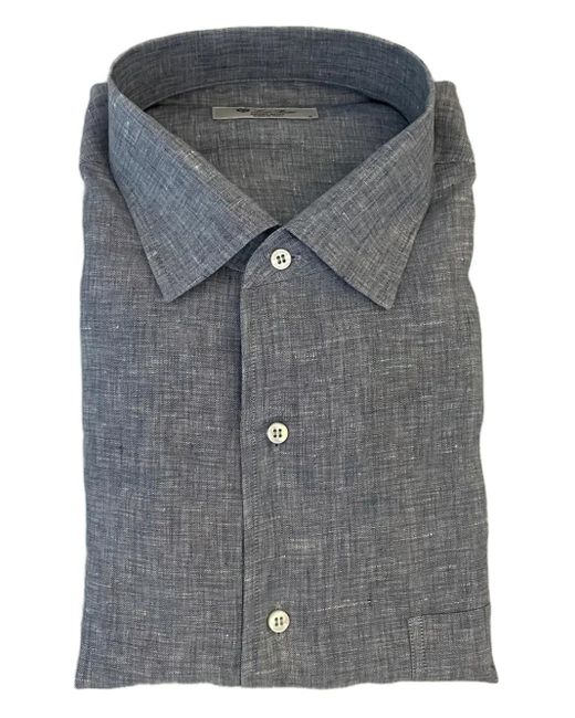 Loro Piana Gray Andre Button-Fastening Linen Shirt for men