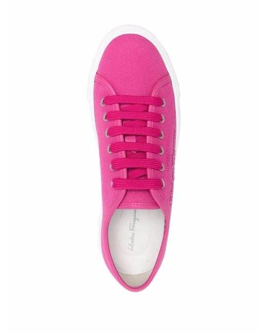 Ferragamo Pink Ferragamo Logo-Embossed Low-Top Sneakers