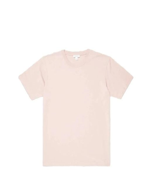 Sunspel Pink Riviera Crewneck Short-Sleeve Cotton T-Shirt for men