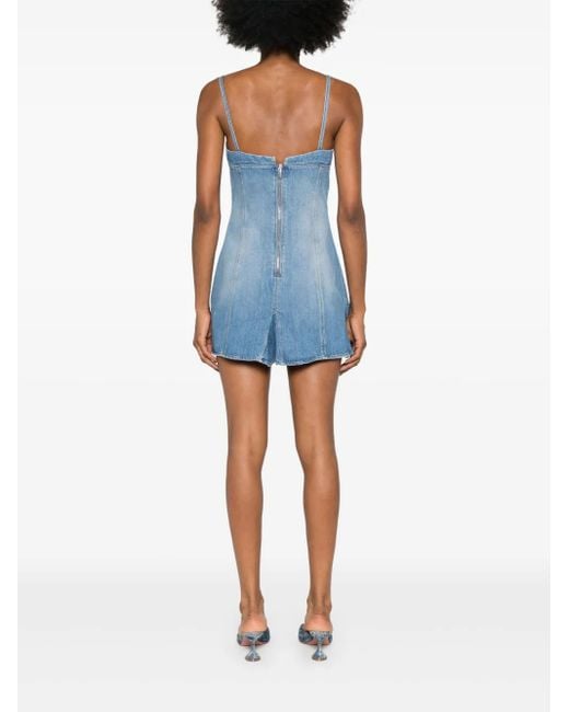 Nensi Dojaka Blue Godet-Design Denim Mini Dress