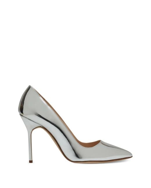 Manolo Blahnik White Pointed-Toe Pumps