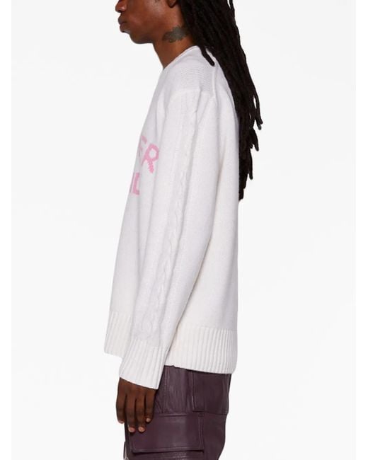 NAHMIAS White Intarsia-Knit Crew-Neck Jumper for men