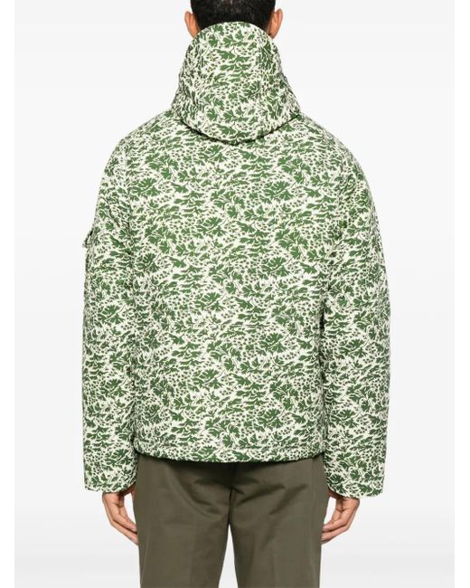 Fursac Green Floral-Print Puffer Jacket for men