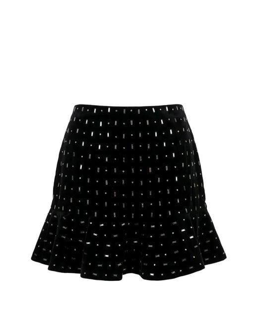 Valentino Garavani Black Crystal-Embellished Ruffled Skirt