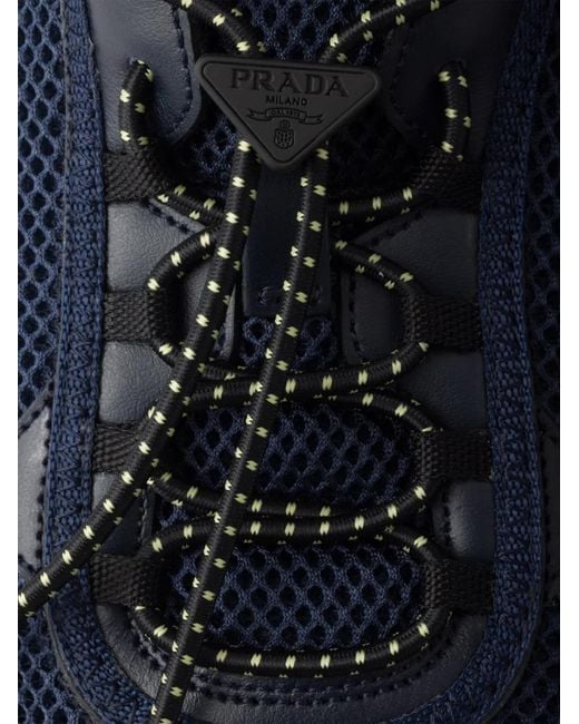 Prada Blue Speedrock Leather And Mesh Trainers for men