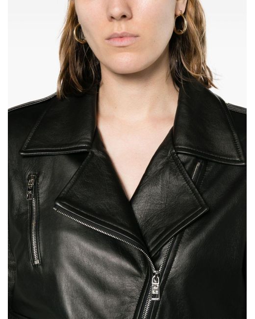Elisabetta Franchi Black Leather Biker Jacket