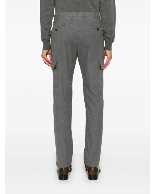 PT Torino Gray Felted Cargo Pants for men