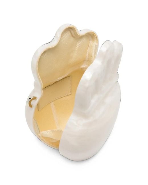 Simone Rocha White Pearl-Embellished Shell-Shaped Cross Body Bag