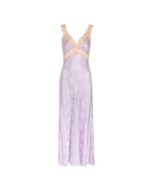 Ronny Kobo Purple Bryn Lace-Trim Maxi Dress