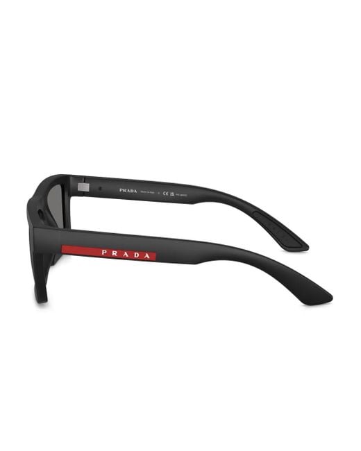 Prada Linea Rossa Gray Rectangle-Frame Sunglasses for men