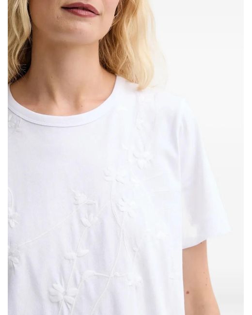 Munthe White Embroidered-Floral T-Shirt