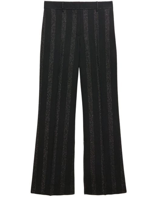 MSGM Black Striped Wide-Leg Trousers