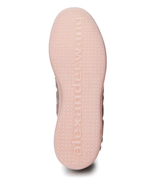 Alexander Wang Pink Suede Sneakers With Embossed Lex Logo