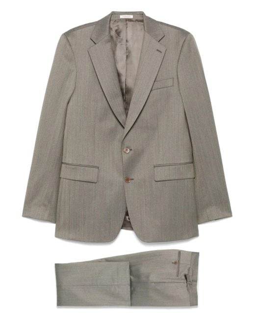 Fursac Gray Herringbone-Pattern Suit for men