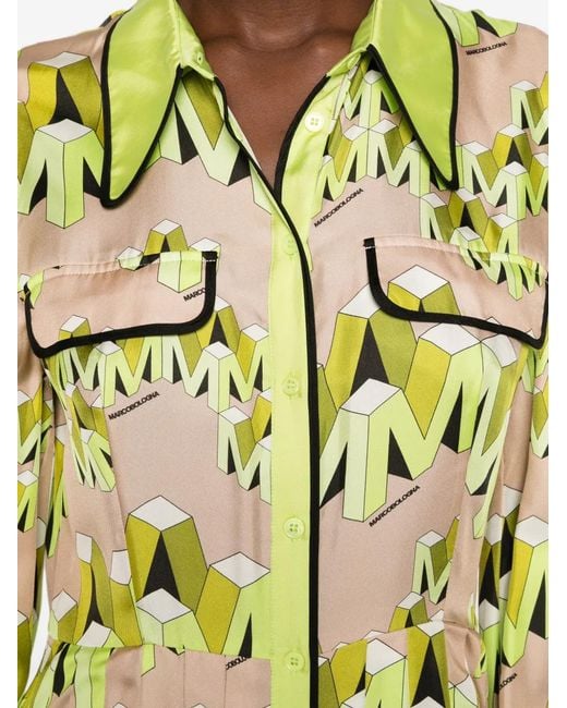 Marco Bologna Yellow Geometric-Print Midi Bdress