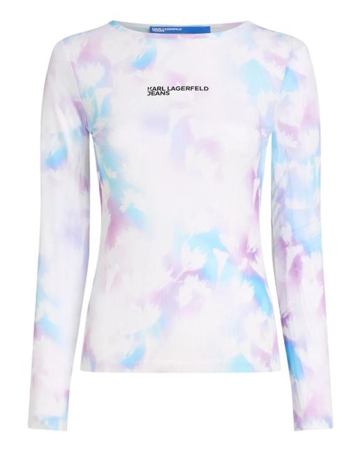 Karl Lagerfeld Blue Mesh All-Over-Print T-Shirt