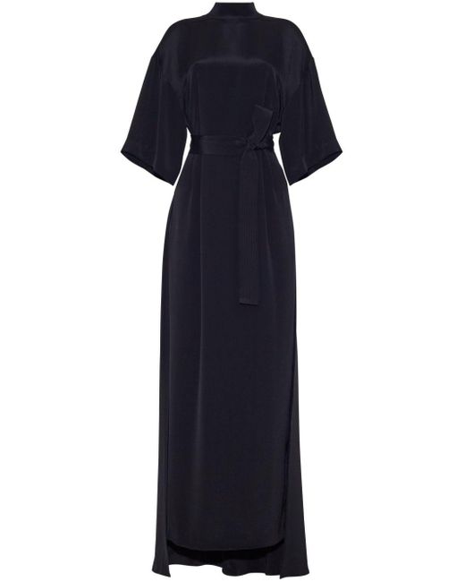 Adam Lippes Blue Cape Tied Silk Gown