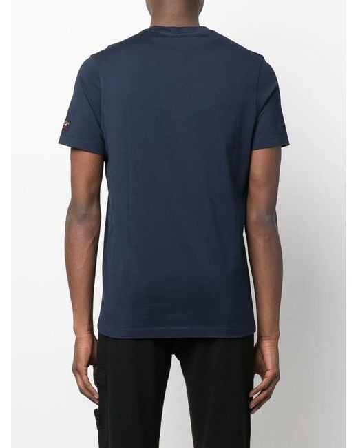 Paul & Shark Blue Reflective-Logo Organic Cotton T-Shirt for men