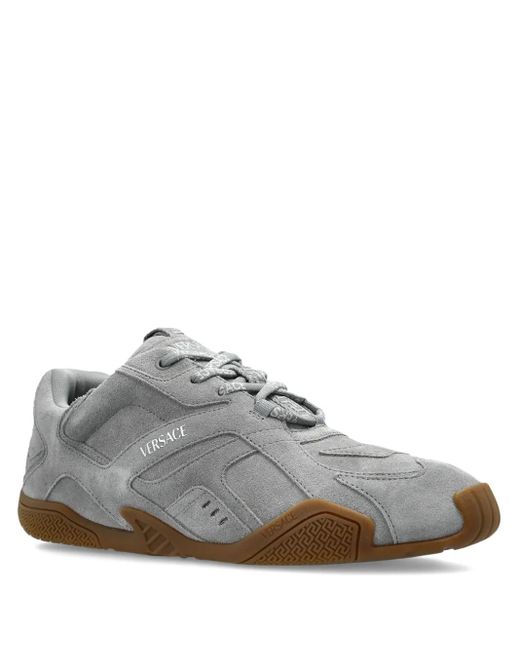Versace Gray Galaxia Suede Sneakers for men