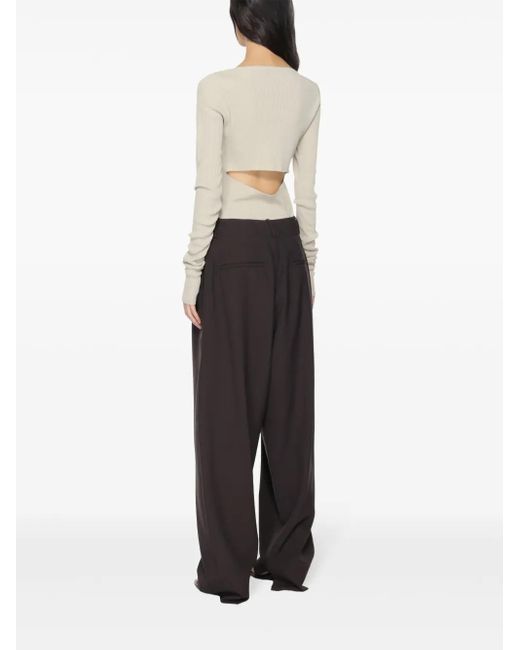 Quira White Long-Sleeve Ribbed-Knit Top