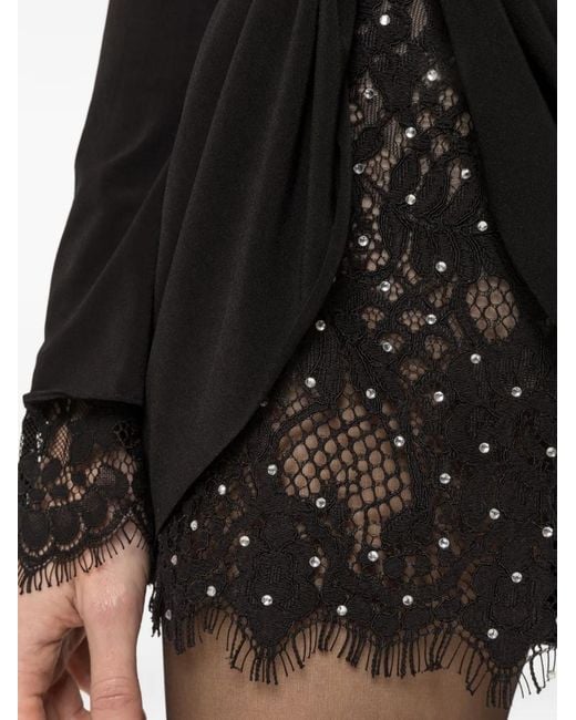 Nissa Black Robe Courte À Empiècements En Dentelle