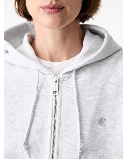 Carhartt White Logo-Embroidered Zip-Up Hoodie
