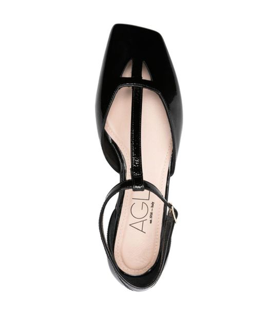 Agl Attilio Giusti Leombruni Black Rina T Strap Ballerina Shoes