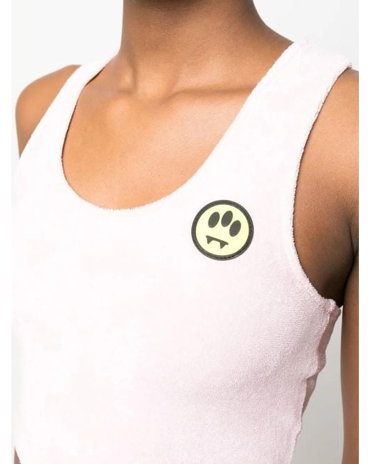 Barrow Pink Logo-Patch Terry Tank Top