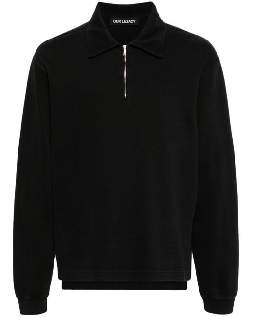 Half-zip cotton sweatshirt di Our Legacy in Black da Uomo
