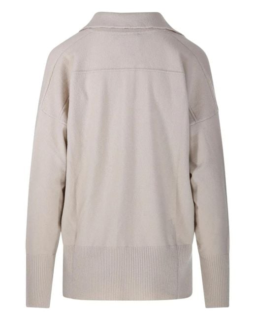 Roberto Collina Gray Ribbed-Hem Polo Top