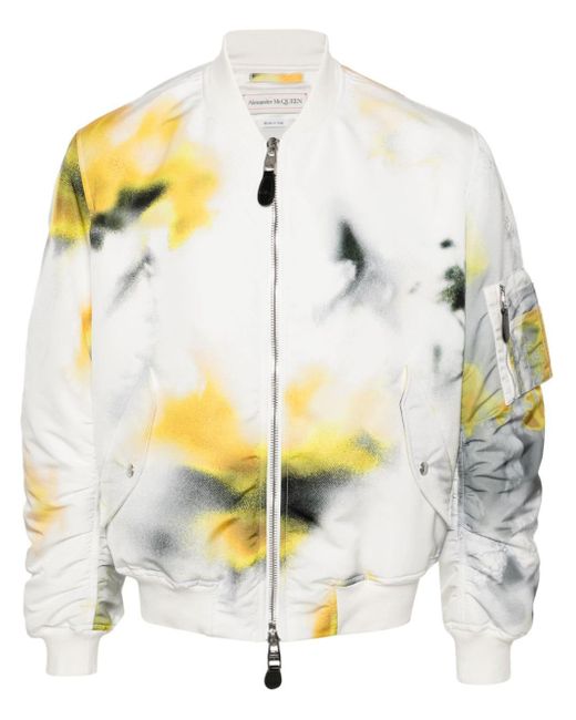 Alexander McQueen Gray Grey Obscured Flower Bomber Jacket - Men's - Polyester for men